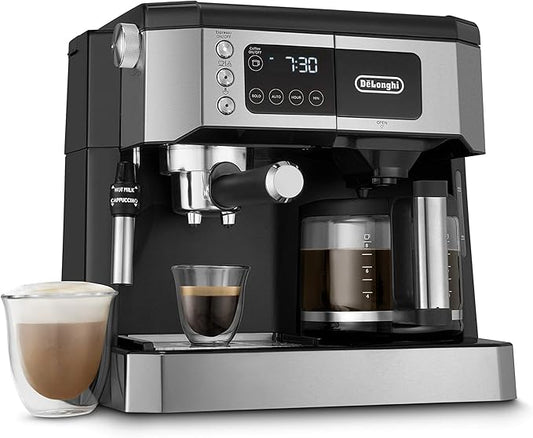 De'Longhi All-in-One Combination Coffee Maker & Espresso Machine + Advanced Adjustable Milk Frother for Cappuccino & LatteBlack, COM532M (932)