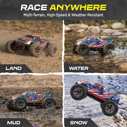 LAEGENDARY Remote Control Car, Hobby Grade RC Car 1:16 Scale Brushed Motor with Two Batteries, 4x4 Off-Road Waterproof RC Truck, Fast RC Cars for Adults, RC Cars, Remote Control Truck